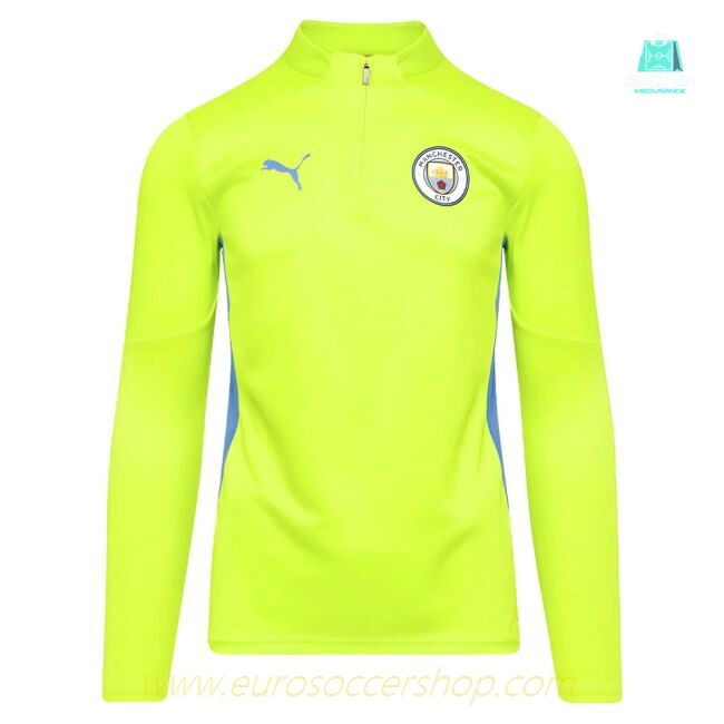 2024-2025 Man City Training 1/4 Zip Top (Yellow Glow)