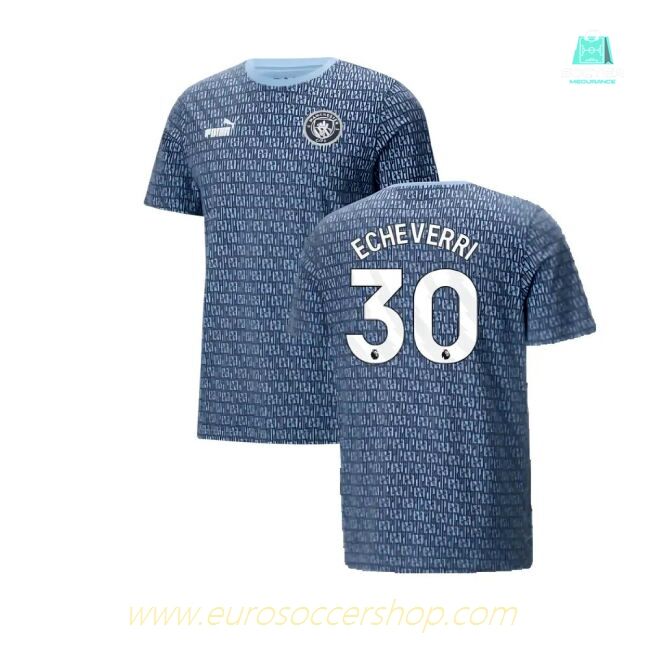 2024-2025 Man City ftblCulture Tee AOP (Navy) - Kids (Echeverri 30)