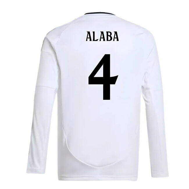 2024-2025 Real Madrid Long Sleeve Home Shirt (Kids) (Alaba 4)