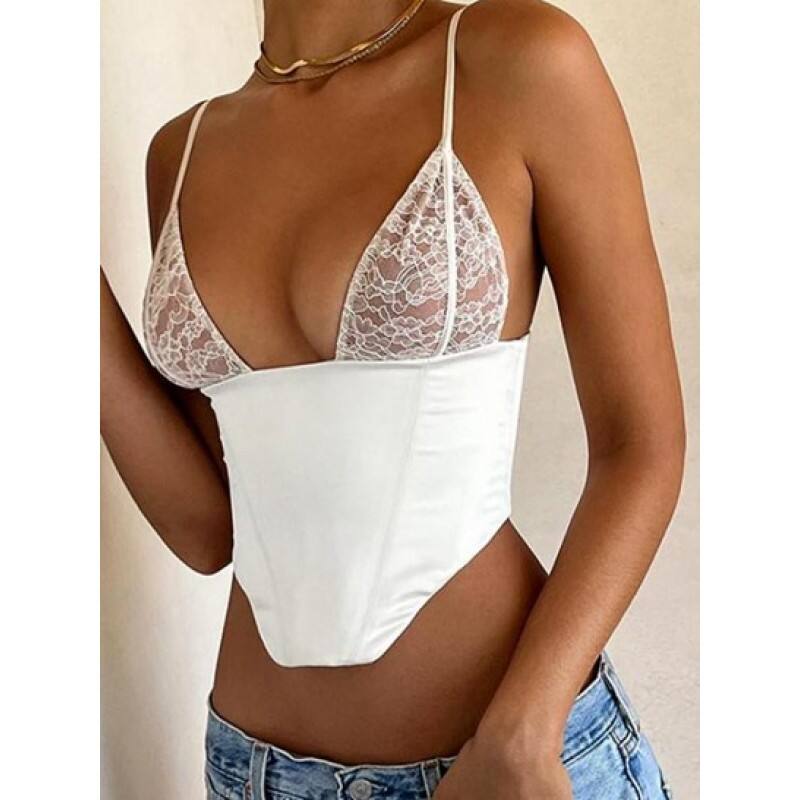 Lace Triangular Cup Corset Cami Top LS4107