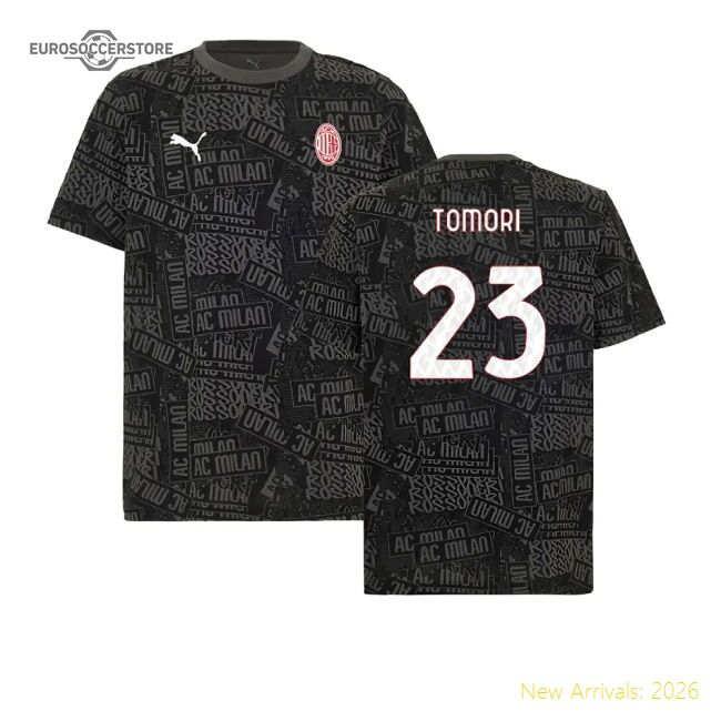 2025-2026 Ac Milan Ftblculture Tee Aop (black) (tomori 23)
