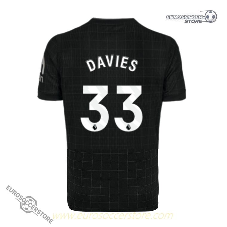 Away Jersey of Tottenham Hotspur for the 25-26 season, worn by player DAVIES with the number 33.