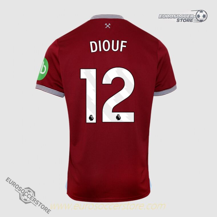 West Ham United's 25-26 Home Jersey featuring DIOUF with the number 12