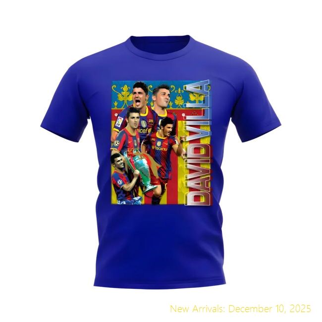 Barca David Villa Barcelona Bootleg T-Premium Quality Shirt (Blue)