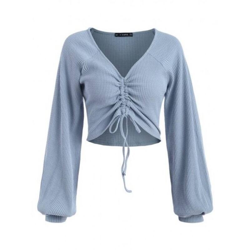 Textured Knitted Gathered Top XN8173