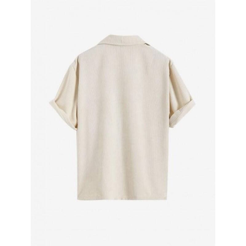 Front Pocket Corduroy Button Down Shirt KG9209