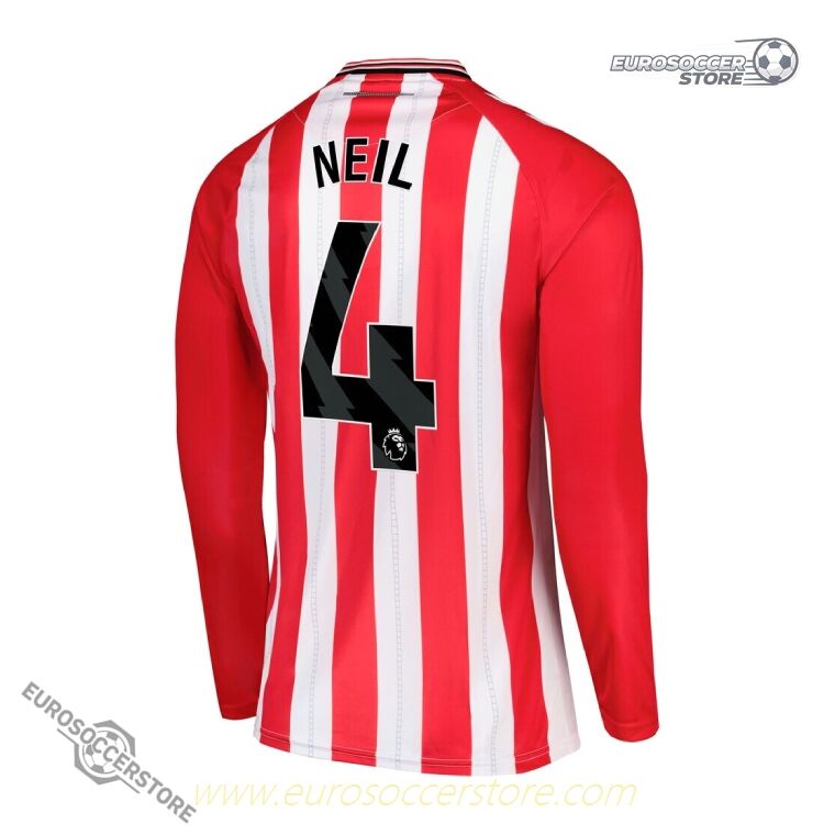 Sunderland 25-26 Home Long Sleeve Jersey with NEIL 4 Printing