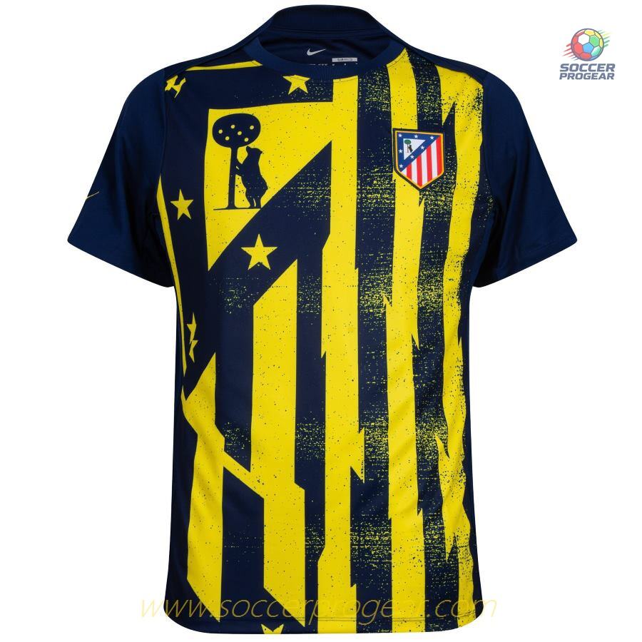 Atletico Madrid 2025/26 Collection Pre Match Football Shirt Blue / Yellow
