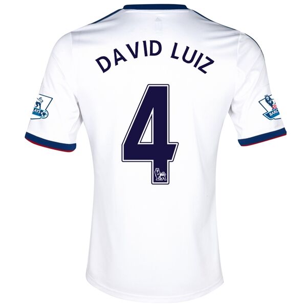 13-14 Chelsea 4 DAVID LUIZ White Away Soccer Jersey Shirt - Official