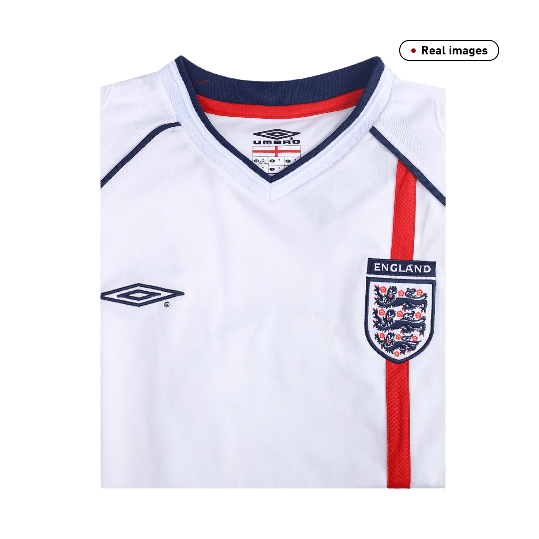 Retro BECKHAM #7 2002 England Home  Soccer Jersey Authentic Kit