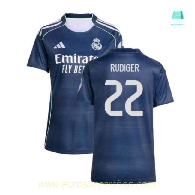 2025-2026 Real Madrid Authentic Away Shirt (Womens) (Rudiger 22)