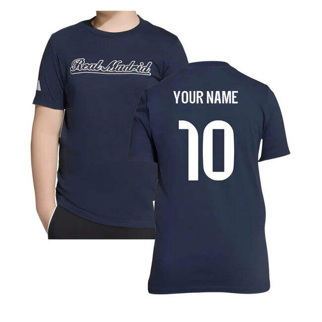 2025-2026 Real Madrid US Tee (Legend Ink) - Navy (Your Name)