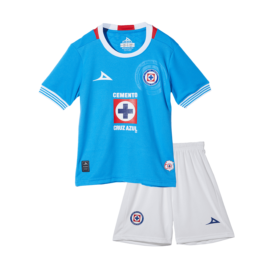 Kid's Cruz Azul Home Soccer Jersey Kit(Jersey+Shorts) 2024/25Authentic