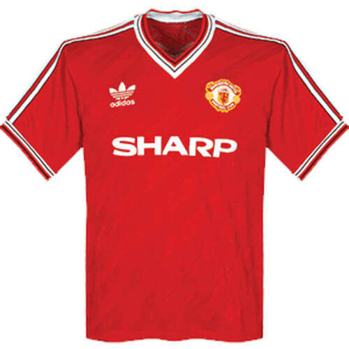 1986 MANCHESTER UNITED HOME RED RETRO SOCCER JERSEY SHIRT - Official