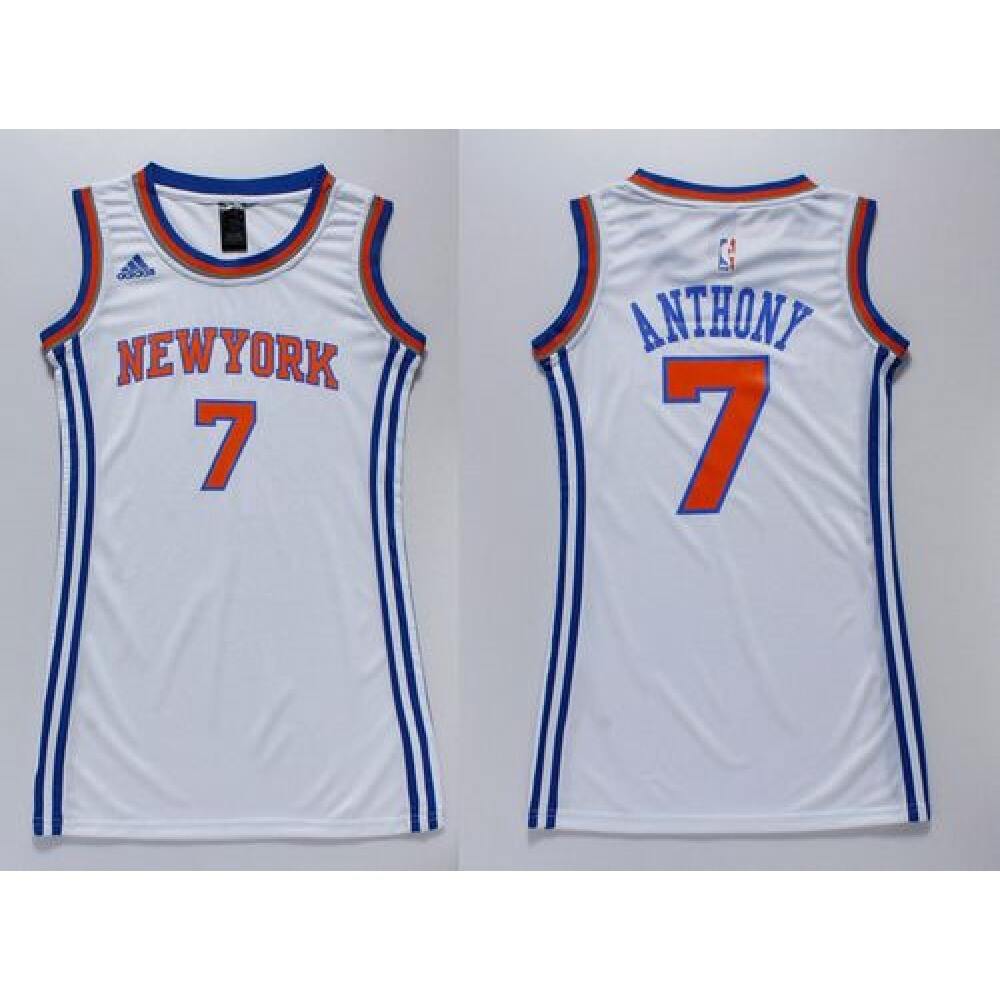 Top-Grade Men's NY Knicks #7 Carmelo White Basketball Jersey