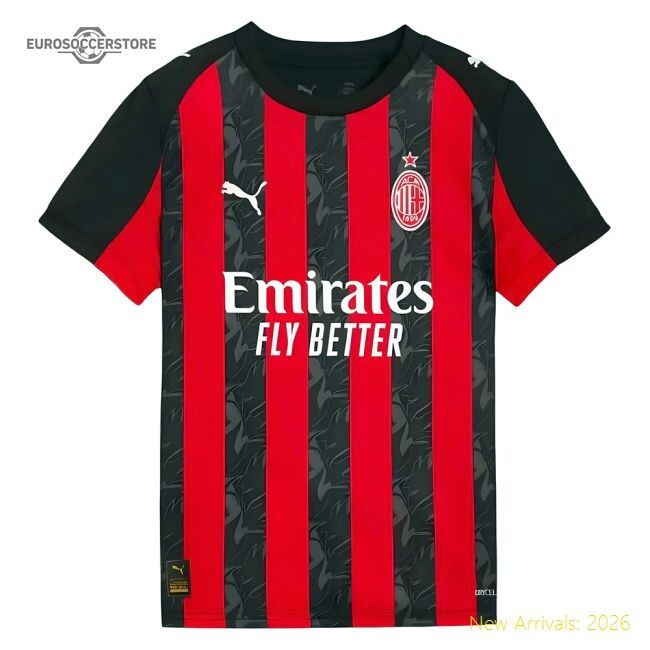 2025-2026 Ac Milan Home Premium Jersey Nike Dri-fit Moisture-wicking