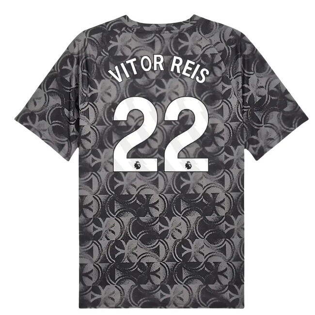 2025-2026 Man City Warm Up Jersey (Black) (Vitor Reis 22) (Match Day)