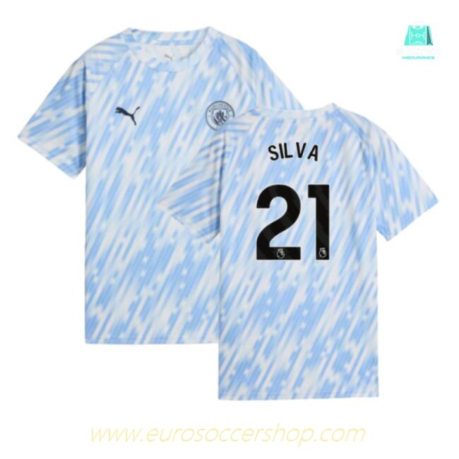 2025-2026 Man City Warm Up Jersey (Silver Sky) - Kids (Silva 21)