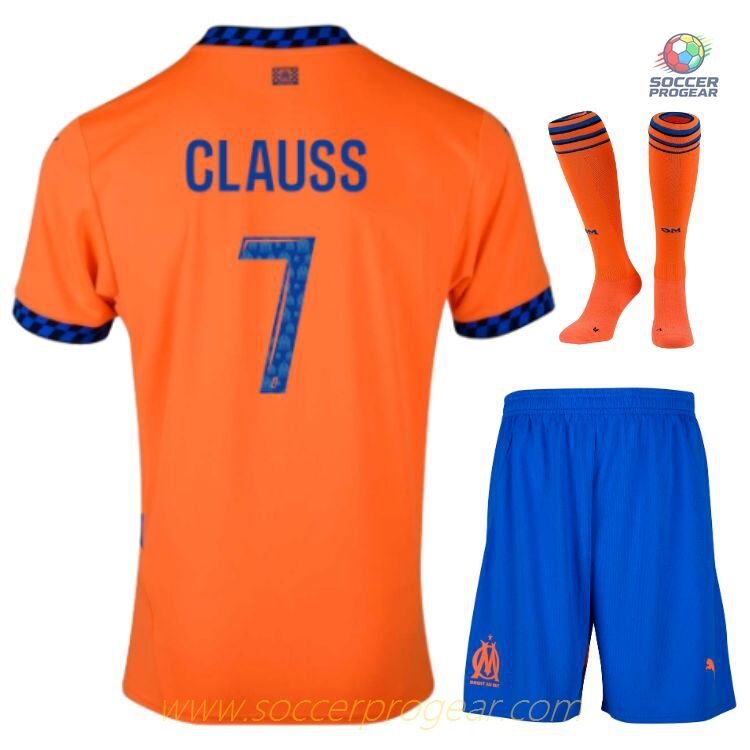OM Official Third Children Football Kit Soccer Team Shirt 2024/25 Collection Clauss