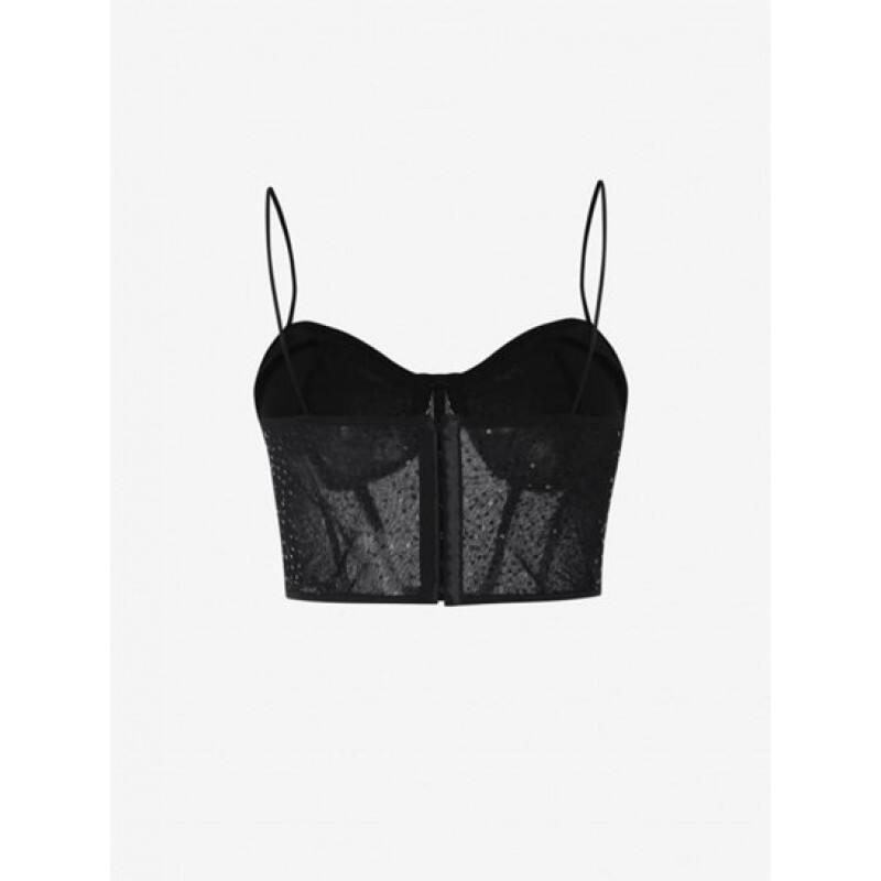 Lace Sequined Crop Corset Camisole JN5594