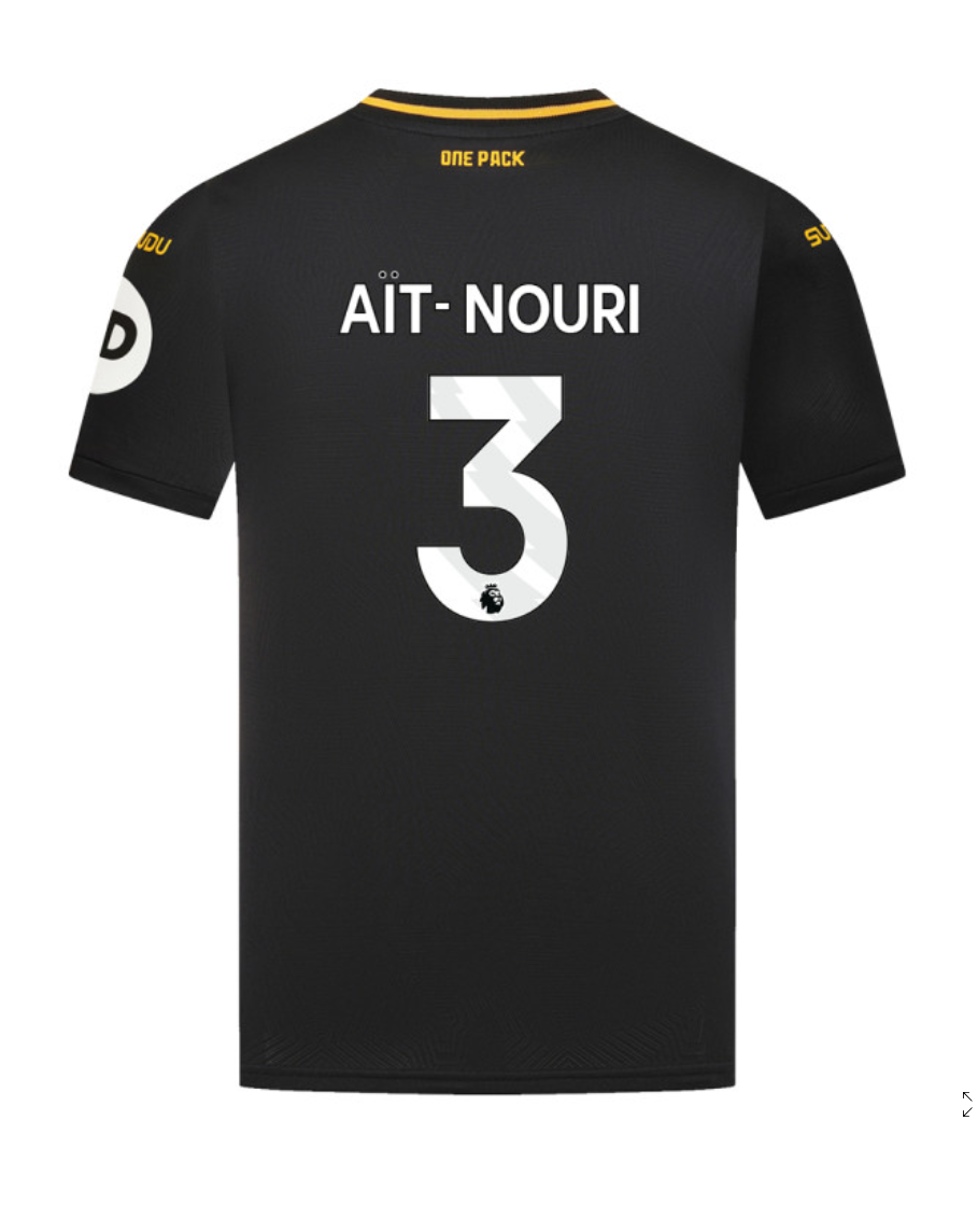 Wolverhampton Wanderers' Away AÏT-NOURI 3 Jersey for the 24-25 season.