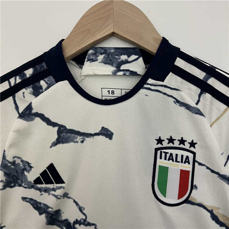 Kids Italy 2023 Away White Soccer Kit ShirtShorts - Official Replica