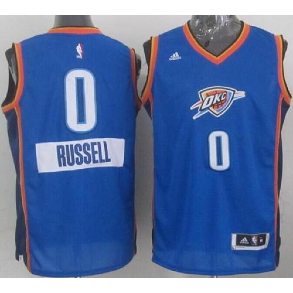 Thunder #0 Russell Westbrook Blue 2014-15 Christmas Day Stitched NBA Jersey