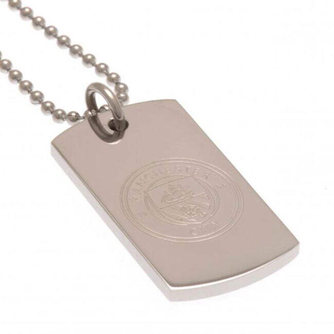 Manchester City FC Engraved Dog Tag & Chain - official style