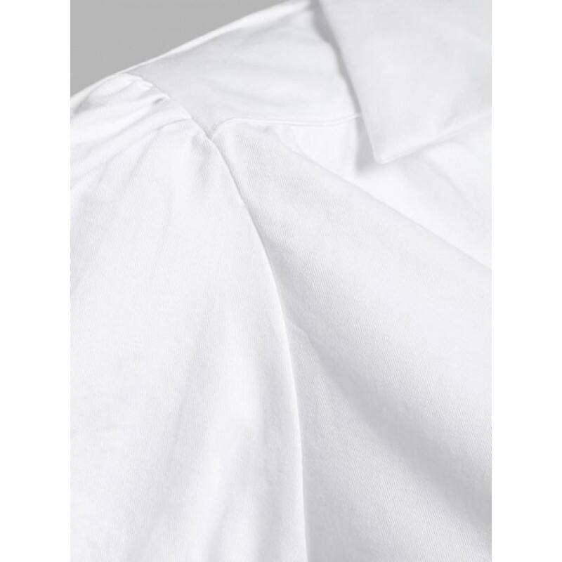 Ruched Button Up Solid Shirt RK4067