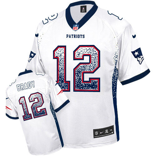 Authentic NE #12 T. Brady White Drift Fashion Elite NFL Jersey Mens
