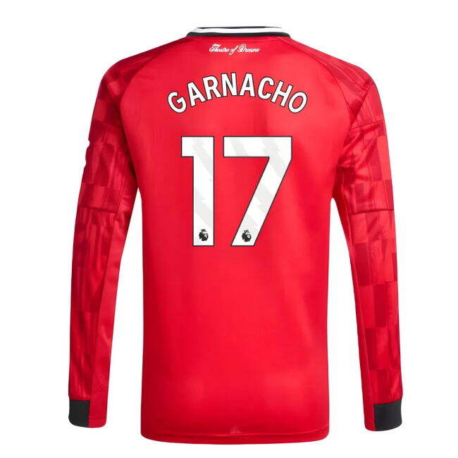 2025-2026 Man Utd Long Sleeve Home Shirt (Kids) (Garnacho 17) - aut...