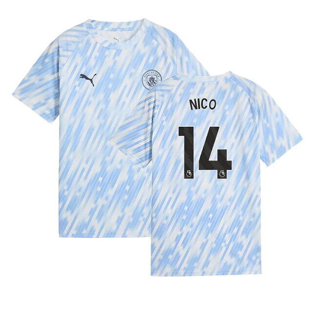 Updated Man City Home Soccer Jersey 2025-2026 (Nico 14) (Kids)