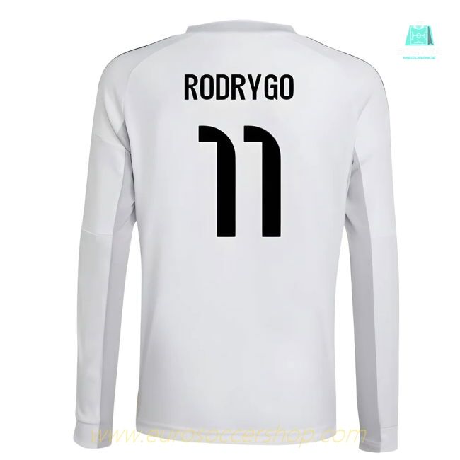 2025-2026 Real Madrid Long Sleeve Home Shirt (Kids) (Rodrygo 11)