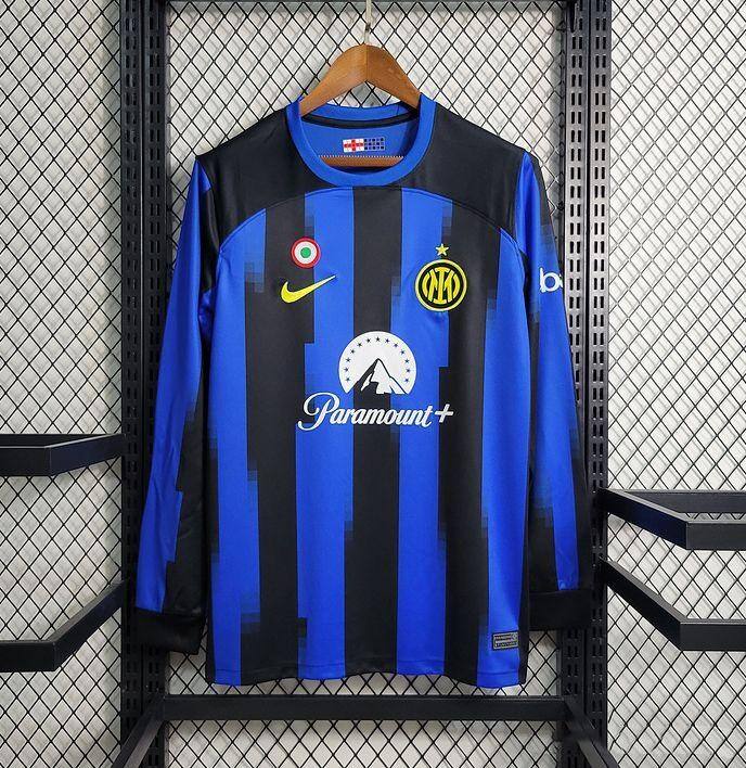 2324 Inter Milan Home Blue Long Sleeve Soccer Jersey Football Shirt -