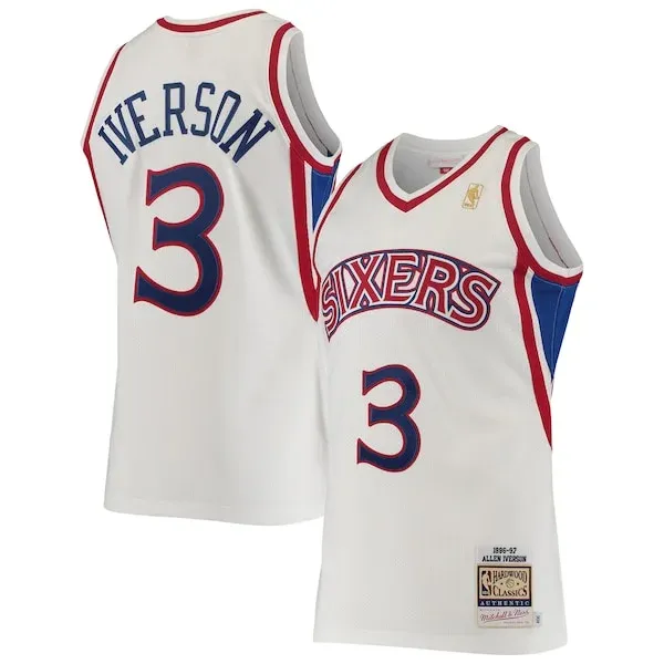 Allen Iverson PHI Authentic Jersey - genuine authentic-jersey - White