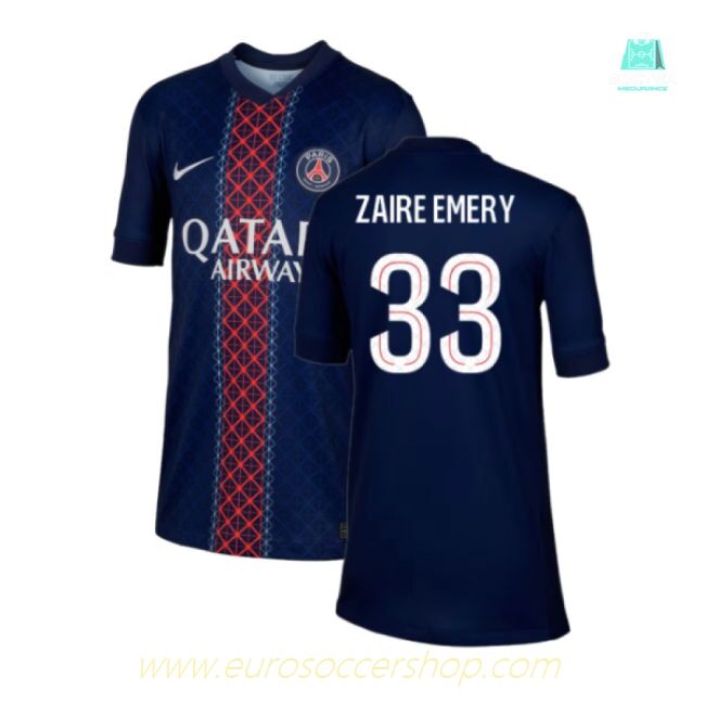 2025-2026 PSG Paris Saint Germain Home Shirt (Kids) (Zaire Emery 33)