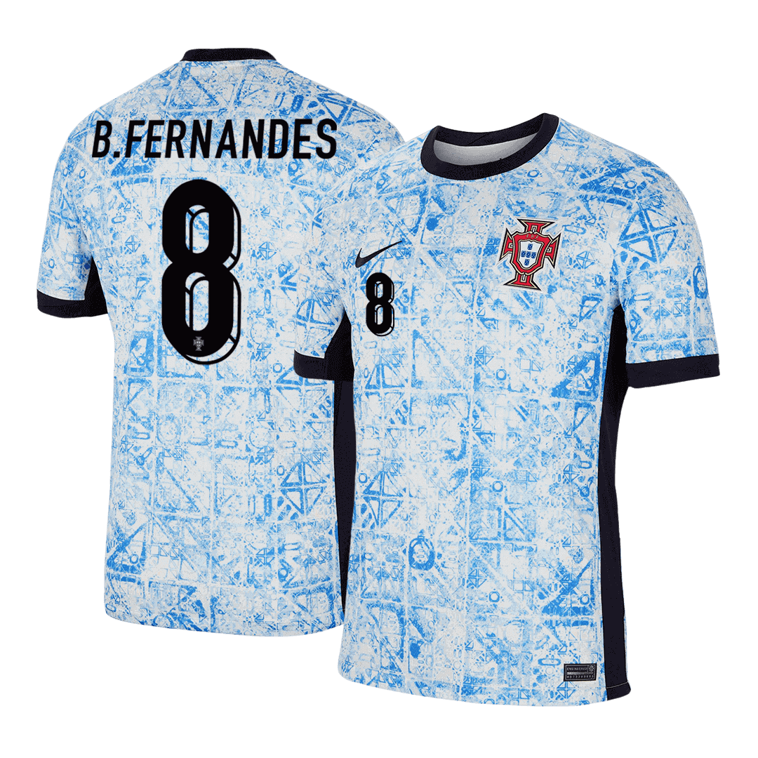 B.FERNANDES #8 Portugal Away  Soccer Jersey Euro 2024 Authentic Kit