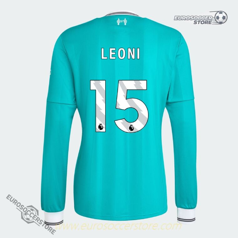 Liverpool's 25-26 Third Long Sleeve Jersey with LEONI 15 Printing