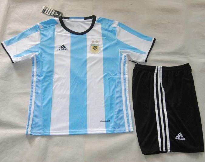 Kids Argentina 2016 Home Soccer KitShirtShorts - Official Replica