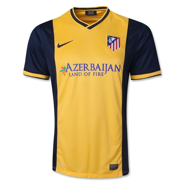 13-14 Atletico Madrid Away Yellow Soccer Jersey Shirt - Official