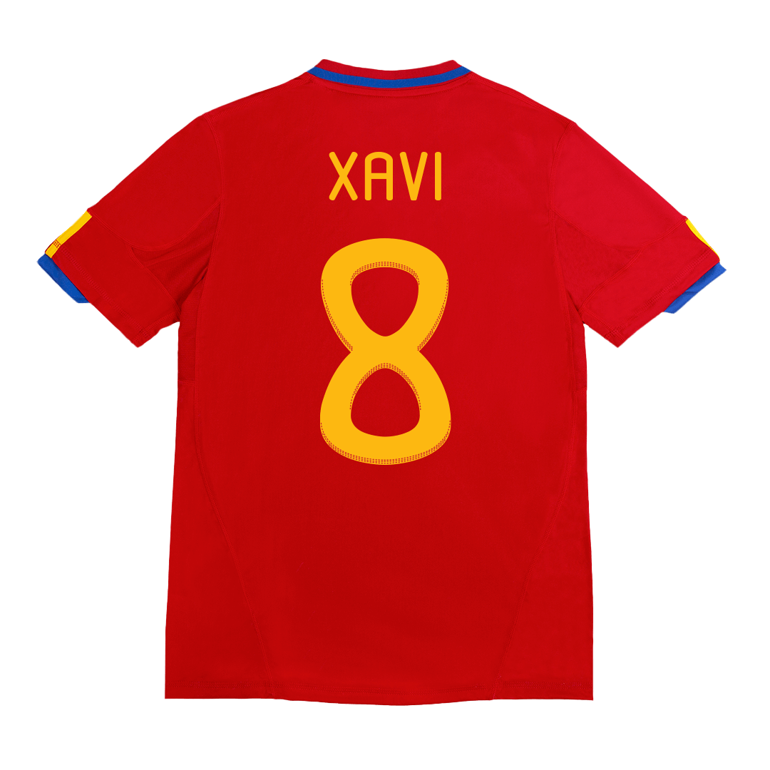 Retro XAVI #8 2010 Spain Home  Soccer Jersey Authentic Kit