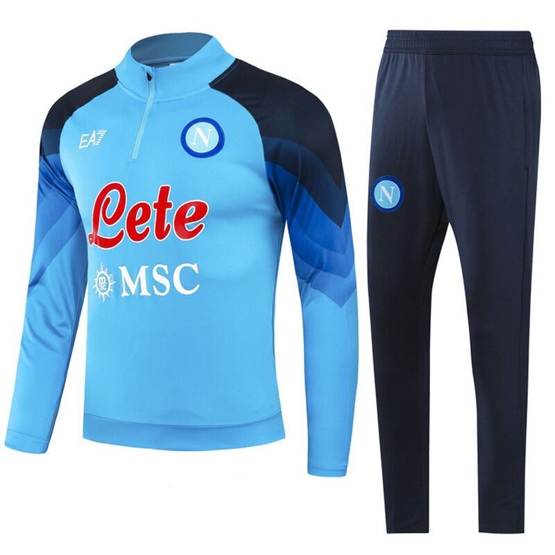 Napoli 23-24 Blue Zipper Tracksuit Jacket - Official Replica 23001