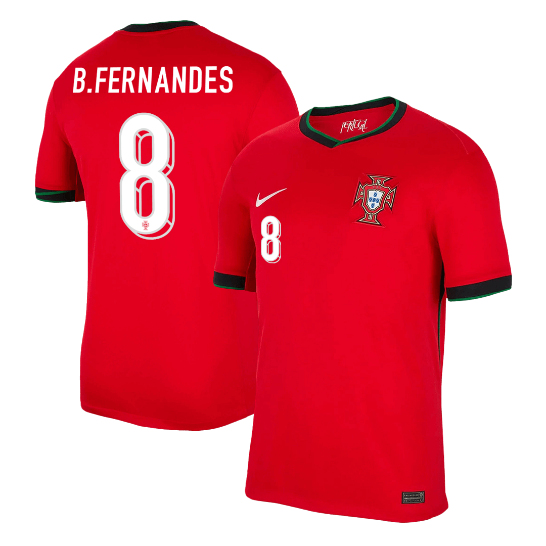 B.FERNANDES #8 Portugal Home  Soccer Jersey Euro 2024 Authentic Kit