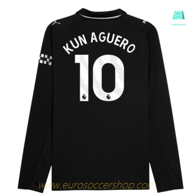 2025-2026 Man City Long Sleeve Away Shirt (Kun Aguero 10)