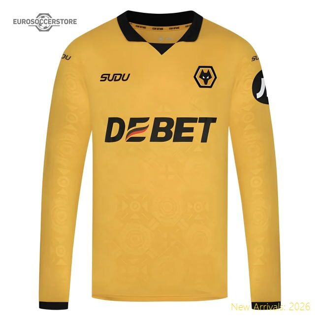 Official 2025-2026 Wolves Long Sleeve Home Shirt - Premium Quality