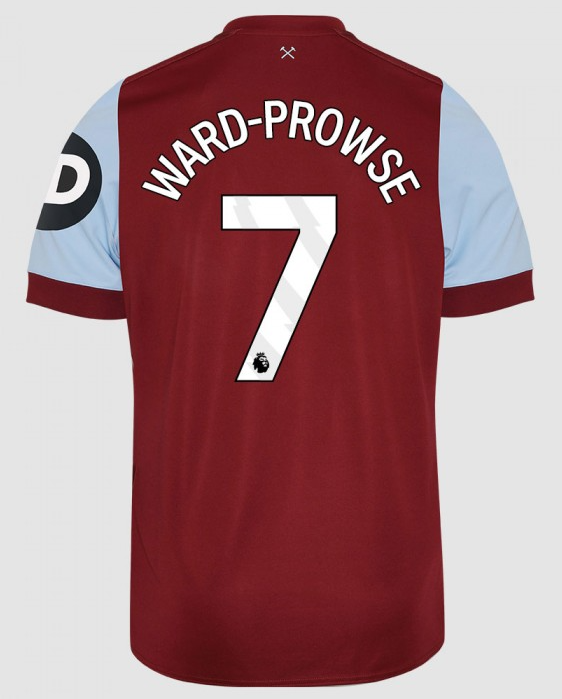 West Ham United's 23-24 Season Home Jersey with WARD-PROWSE 7 Printing