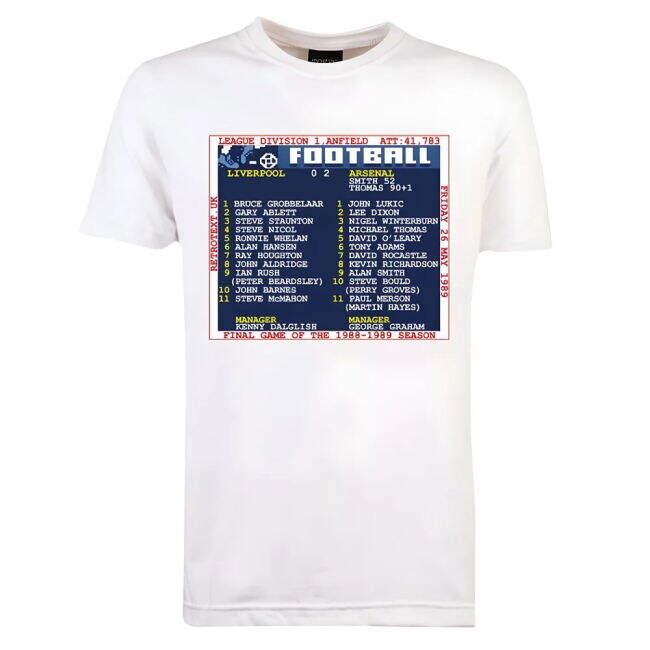 1989 Arsenal V Liverpool Retrotext T-shirt - White
