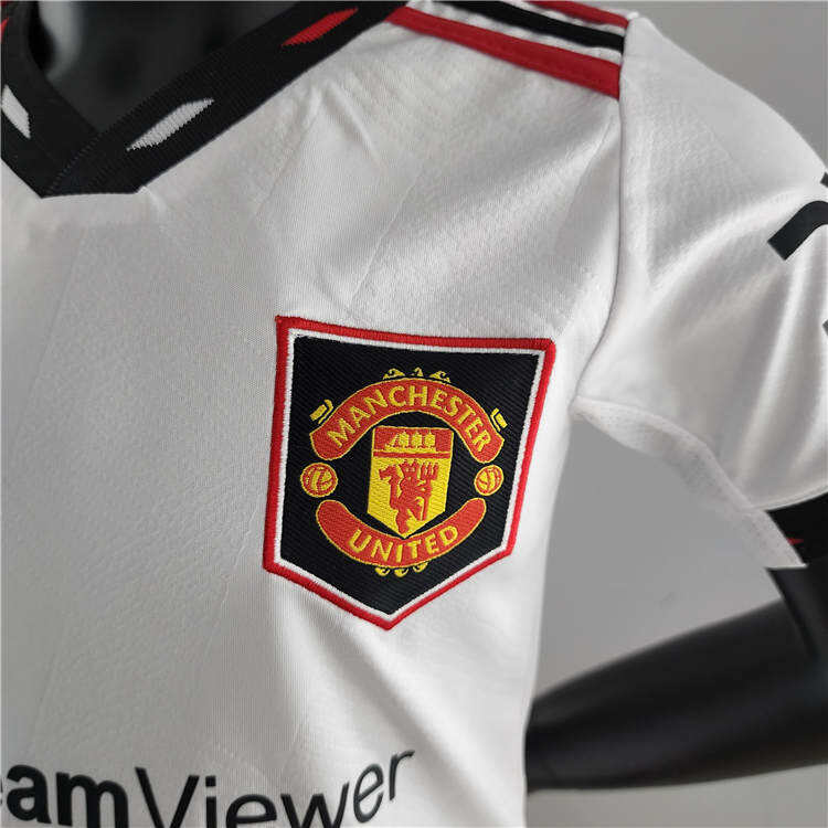 Kids Manchester United 2223 Away White Soccer Kit ShirtShorts -