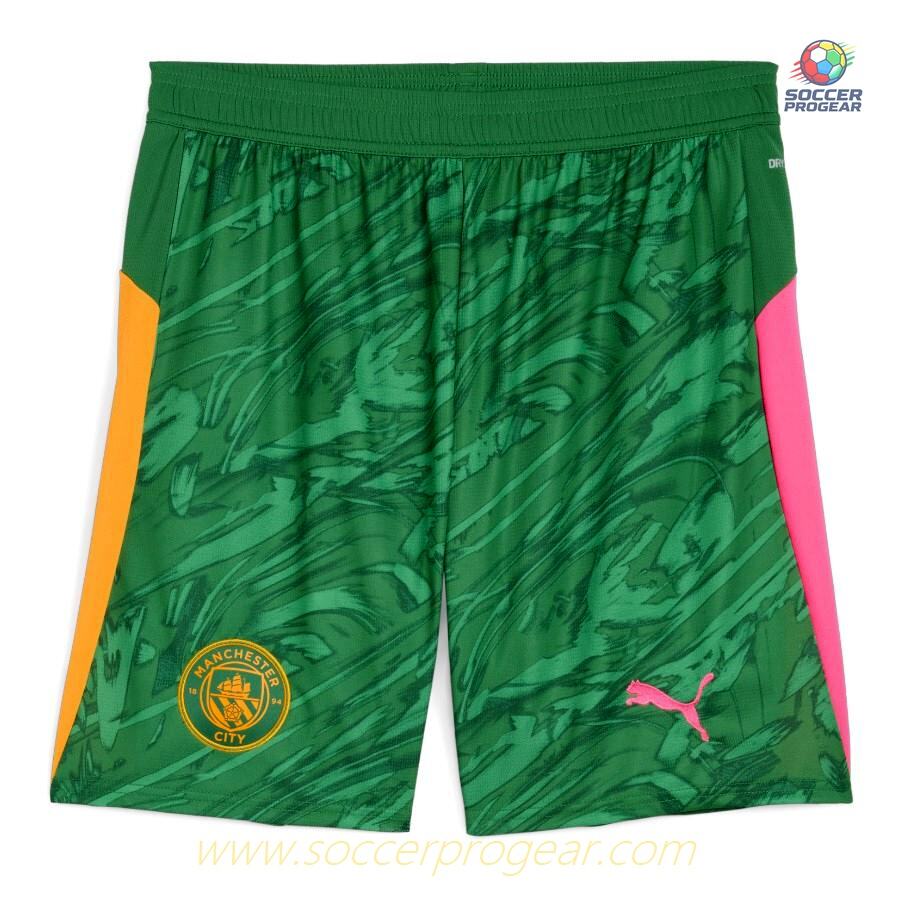 Manchester City Home Children Kit Team Jersey 2025-26 Edition Green Goalkeeper