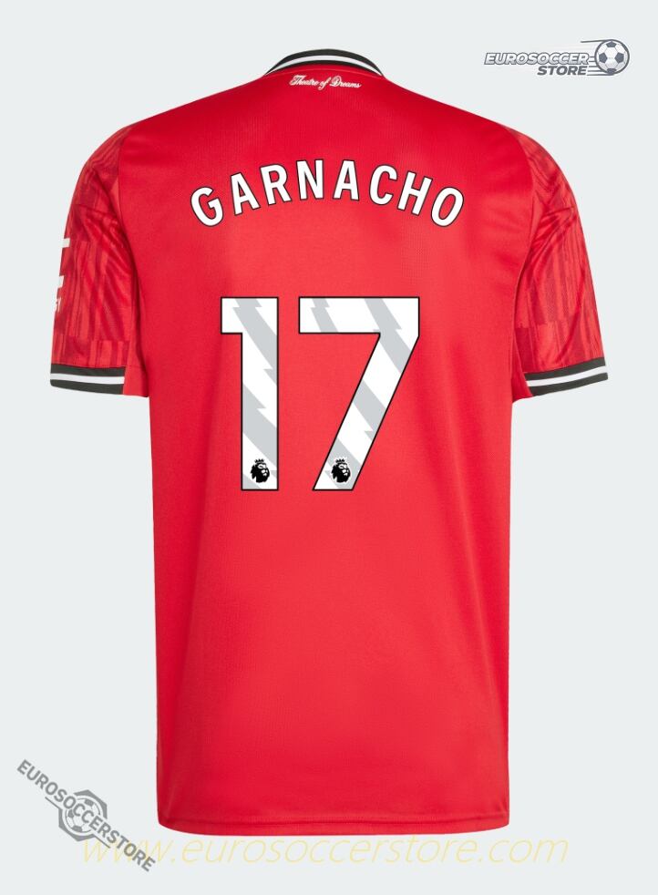 Manchester United's 25-26 Home Jersey featuring GARNACHO with the number 17